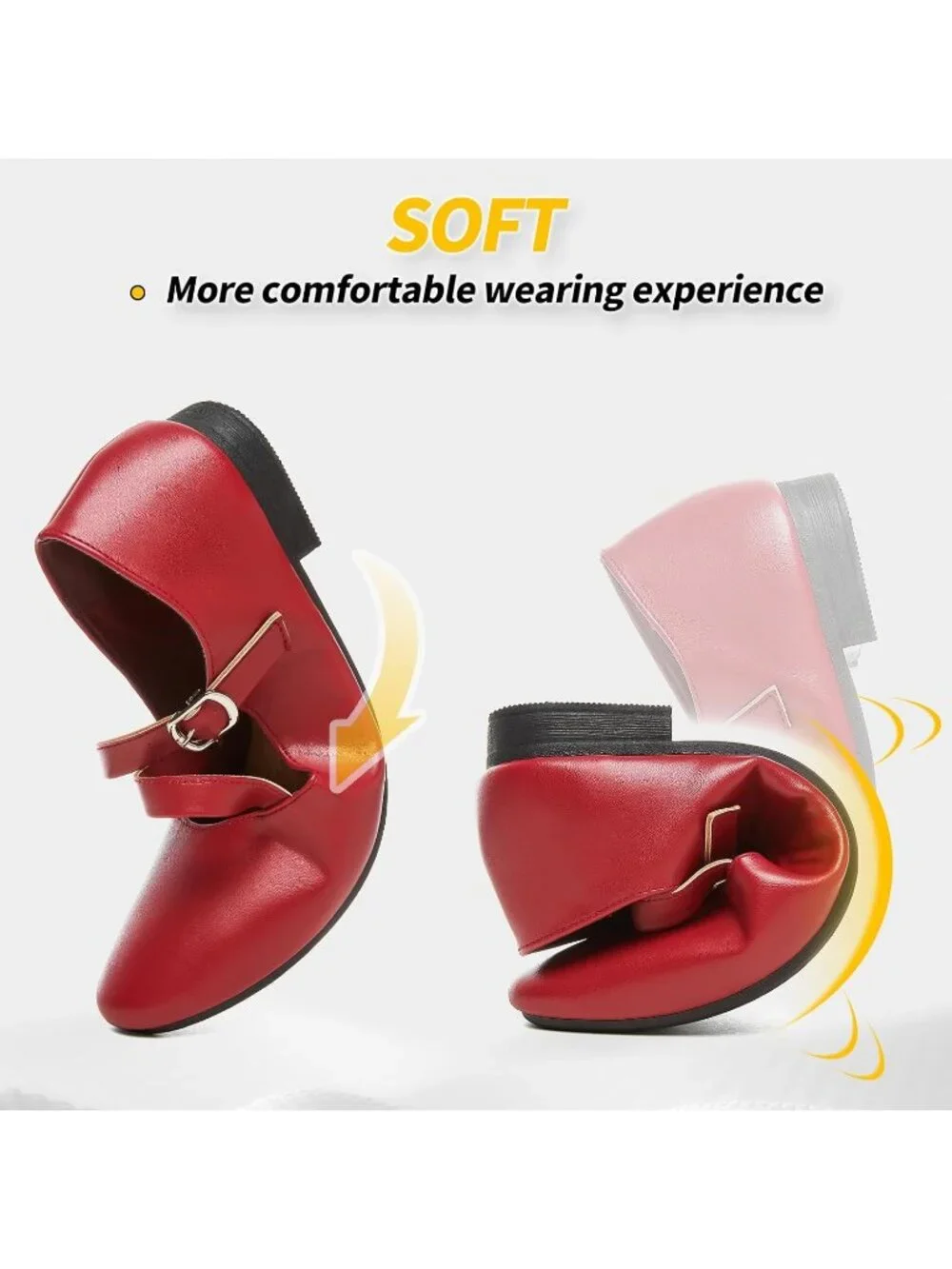 Women's Dark Red Mary Janes with Cross Strap Soft Memory Foam Flats Shoes
